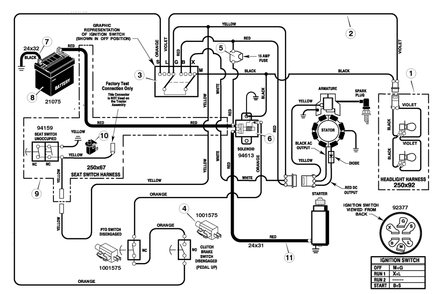 Electrical System Diagram and Parts List for 385002X50A 2005 Briggs and Stratton Lawn Tractor